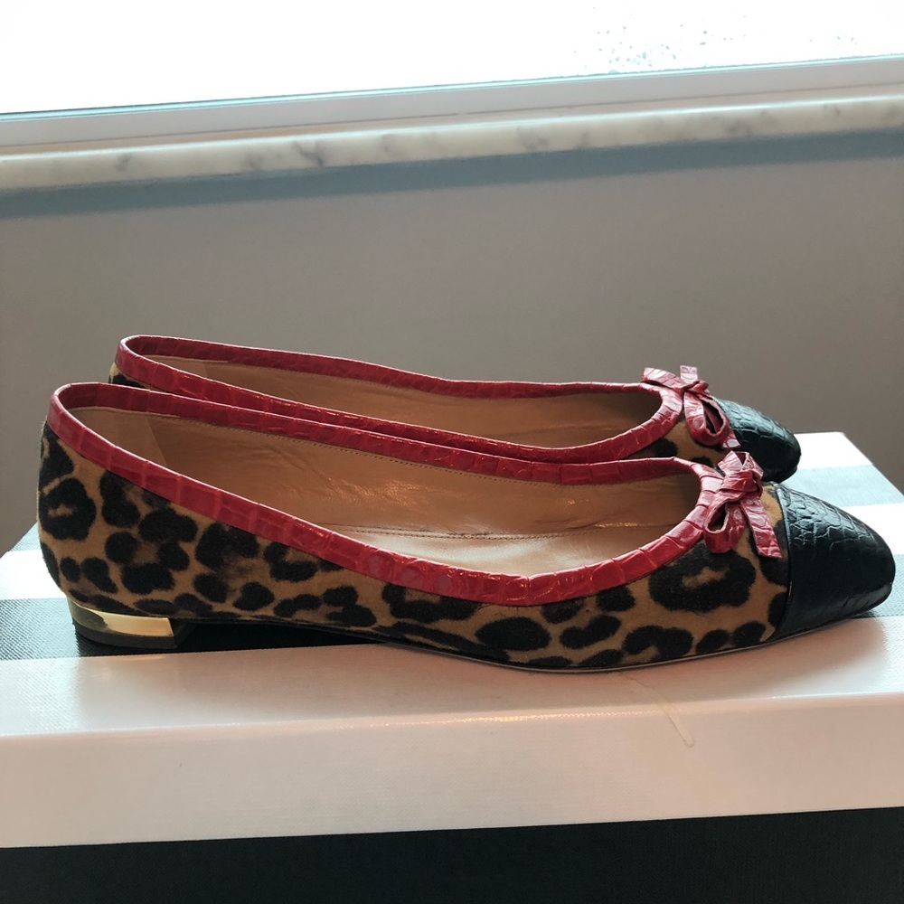 Aquazurra Leopard Print Ballet Flats
